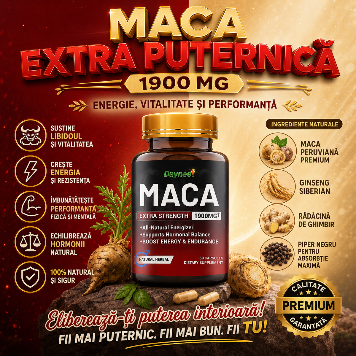 Maca extra puternică 1900 mg