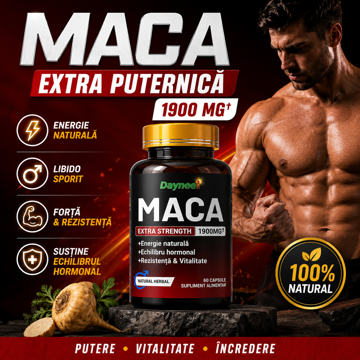 Maca extra puternică 1900 mg